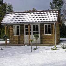 Tuinhuis in sneeuw